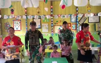 Keceriaan di Ujung Negeri, Satgas Yonif 642/Kps Laksanakan MBG