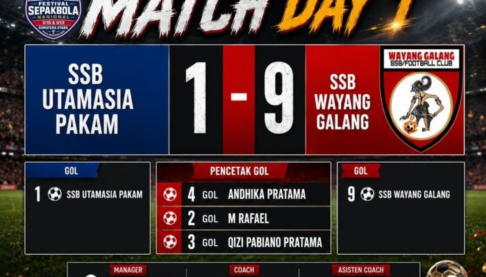 SSB Wayang Galang Tampil Superior, Bungkam SSB Utamasia Pakam 9-1 pada Match Day 1 Festival Sepakbola Nasional