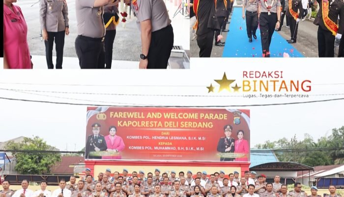 Kapolresta Deli Serdang Yang Baru Menjabat Kombes Pol Muhammad Melepas Kapolresta Deli Serdang Lama Kombes Pol Hendria Lesmana